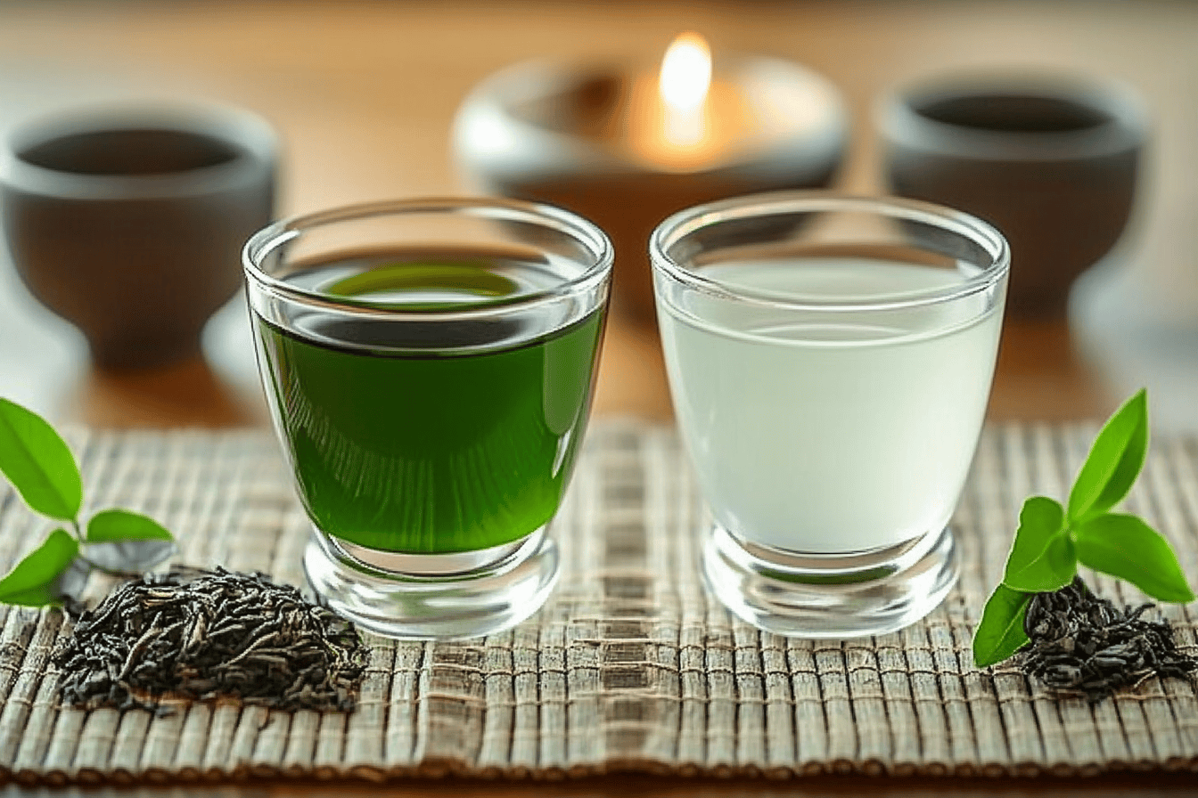 What is the difference between green tea shot and white tea shot