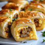 Golden brown Sausage Egg Cheese Breakfast Roll-Ups