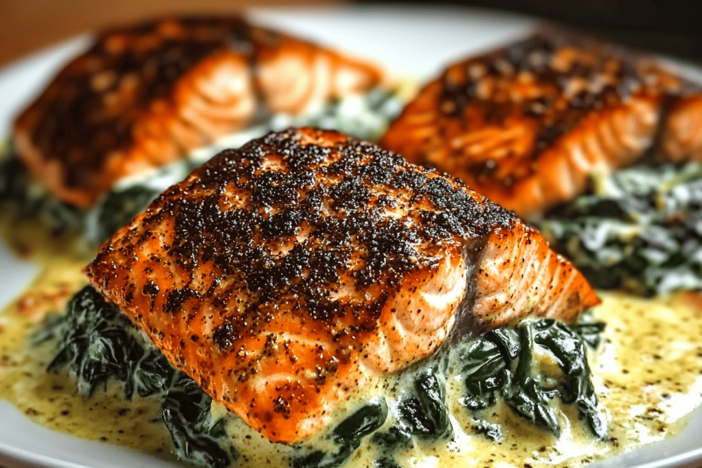 Blackened Salmon Stuffed with Creamy Spinach & Parmesan: An Elegant Weeknight Dinner