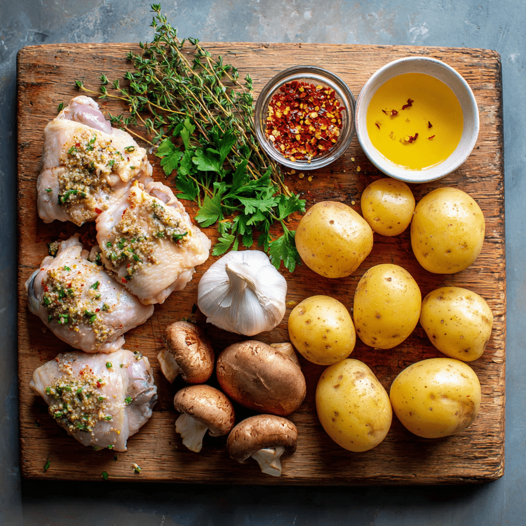 Greek Garlic Chicken and Hot Honey Potato Ingredients