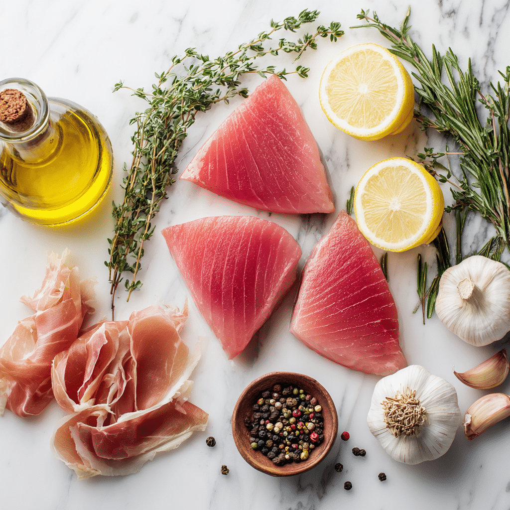 Ingredients for tuna prosciutto recipe