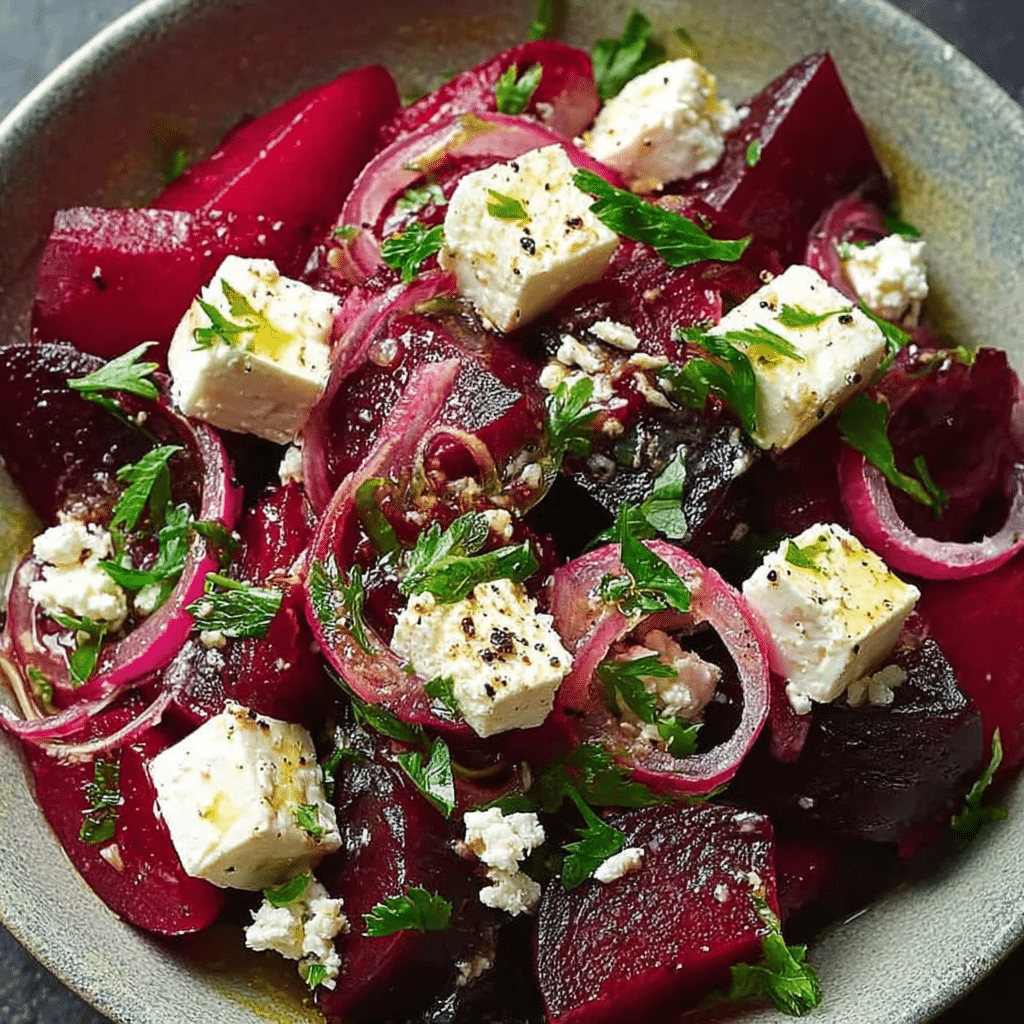 Crisp beetroot and feta salad