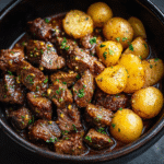 Garlic Butter Beef Bites with Potatoes