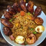 Cajun BBQ wings jambalaya ramen