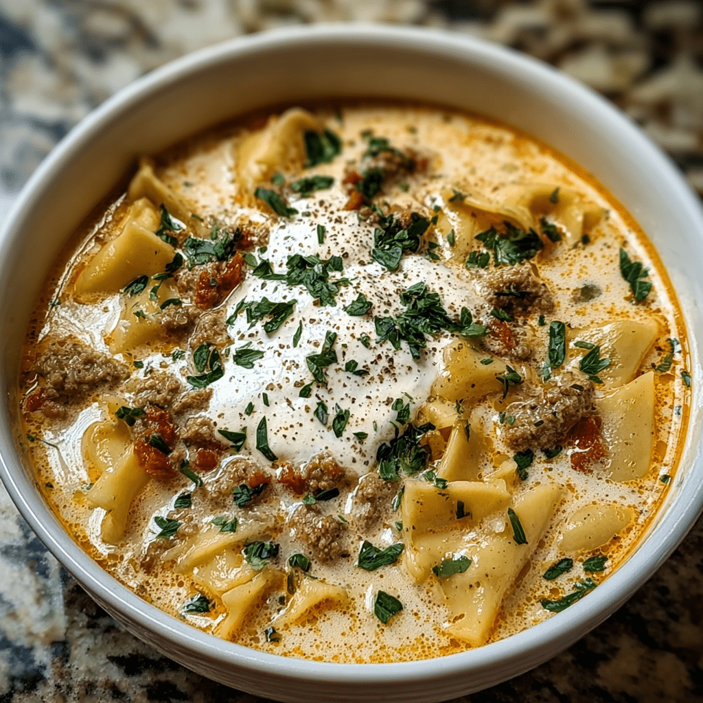 Creamy Alfredo Lasagna Soup