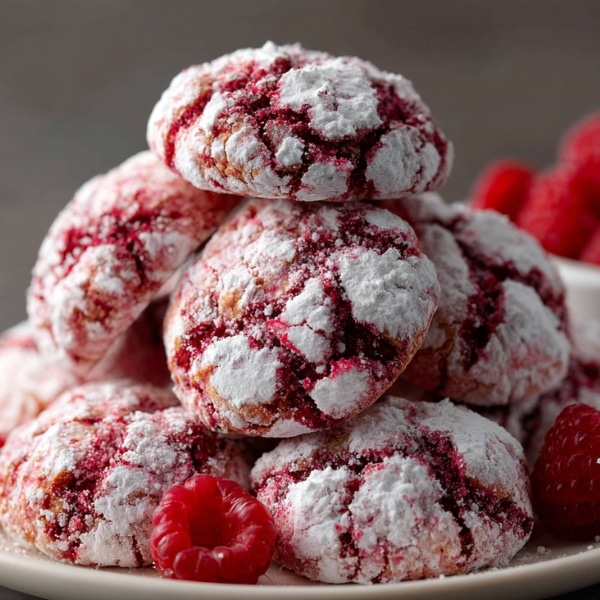 Raspberry crinkle cookies