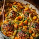 Roasted Chicken Leek and Butternut Squash Bake