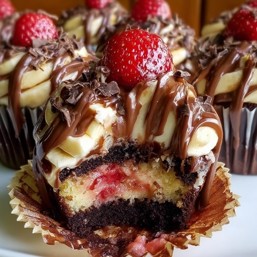 Chocolate Banana Split Cupcakes