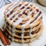 Cinnamon Roll Pancakes with Cream Cheese Glaze