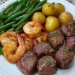 Garlic Butter Steak Bites with Shrimp Baby Potatoes Green Beans 2