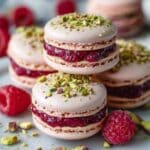 Raspberry Pistachio French Macarons
