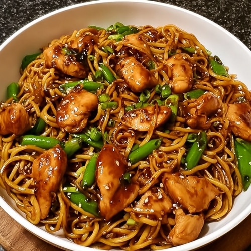 Sticky Honey Sriracha Chicken Noodles with Fiery Garlic Glaze 2