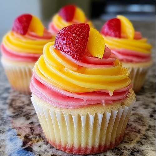 Strawberry Mango Margarita Cupcakes