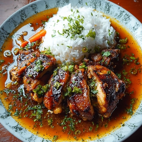 Caramelized Soy Chicken in Garlic Ginger Broth with Rice 1