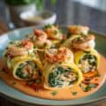 Shrimp and Spinach Stuffed Pasta Rolls