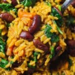 One Pot Vegan Caribbean Pelau with Beans and Spinach 1
