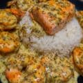Southern Garlic Shrimp Salmon over Rice