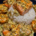 Southern Garlic Shrimp Salmon over Rice