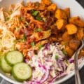 BBQ Chicken Bowls with Sweet Potatoes Coleslaw
