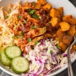 BBQ Chicken Bowls with Sweet Potatoes Coleslaw
