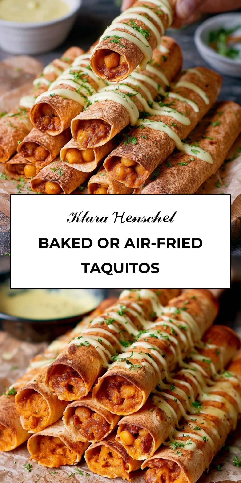 Buffalo Chickpea Taquitos Baked or Air Fried Easy Snack