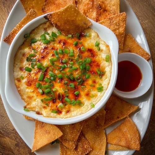 Crab Rangoon Dip with Wonton Chips