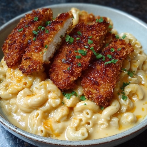 Crispy Breaded Chicken Cutlets with Creamy Mac and Cheese 1