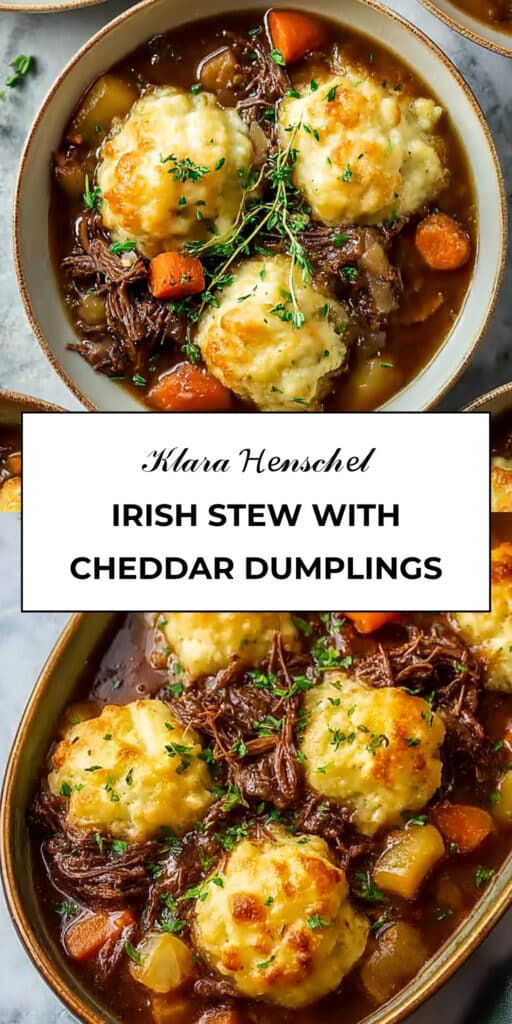 Homemade Irish Stew with Cheddar Dumplings Cozy Comfort Dinner