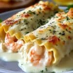 Shrimp Crab Alfredo Lasagna Roll Ups