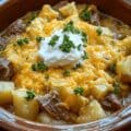 Slow Cooker Steak and Cheddar Potato Casserole