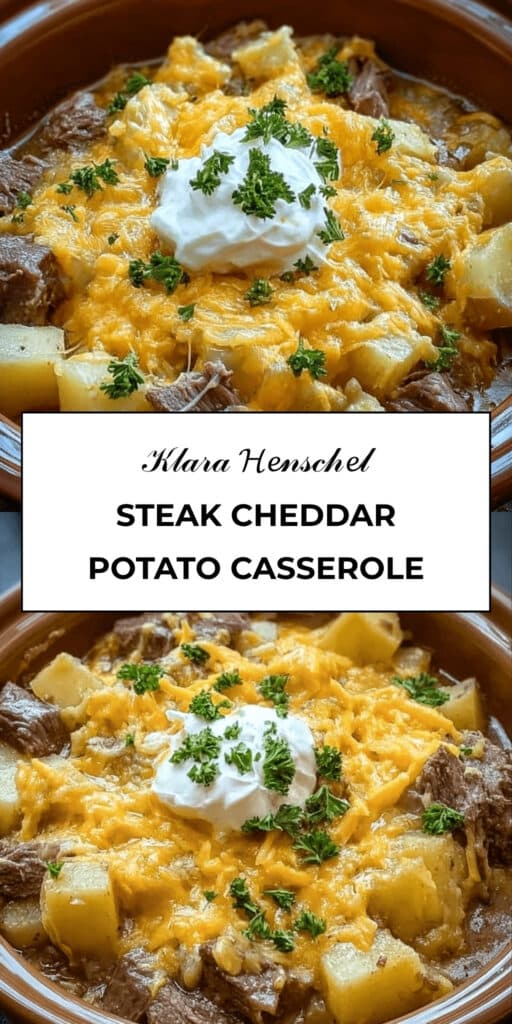 Slow Cooker Steak and Cheddar Potato Casserole Easy Cheesy Dinner