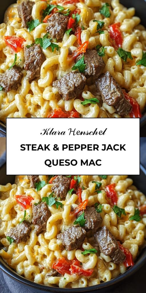 Steak Pepper Jack Queso Mac Creamy Cheesy Comfort Food Pasta