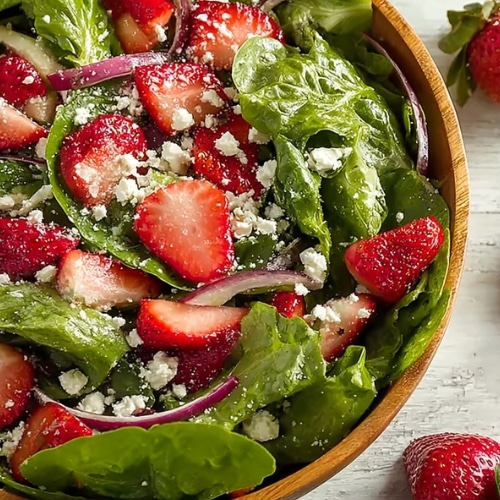 Strawberry Romaine Feta Salad