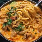 Thai Inspired Coconut Red Curry Chicken Udon