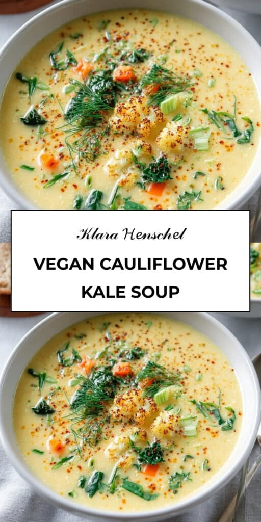Super Creamy Vegan Cauliflower Kale Soup Healthy Comfort Food