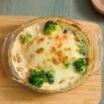 Salmon Gratin with Creamy Mushroom Broccoli and Mozzarella Cheese
