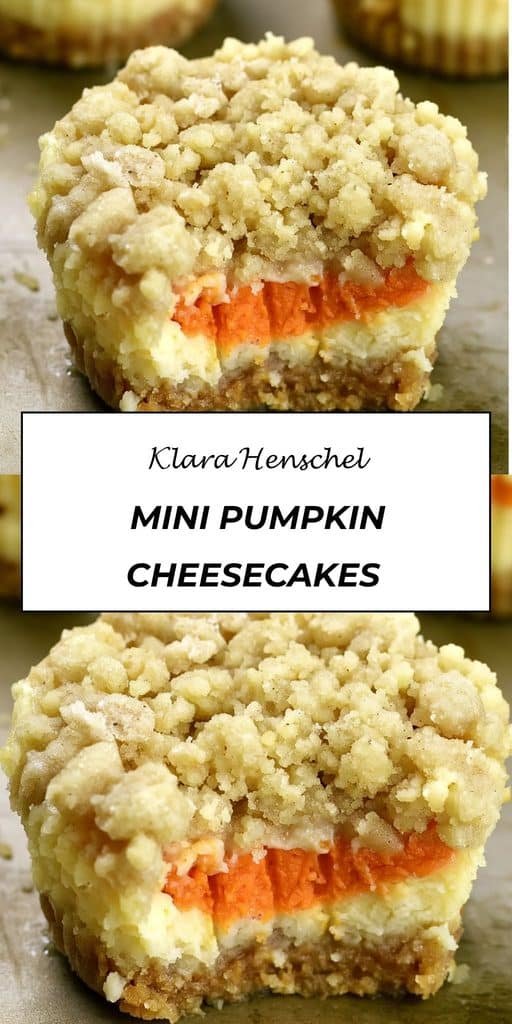 Mini Pumpkin Cheesecakes 5 Mini Pumpkin Cheesecakes with Streusel Topping – Easy Fall Dessert