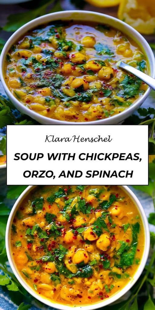Turmeric Soup with Chickpeas, Orzo, and Spinach 5 Turmeric Soup with Chickpeas Orzo and Spinach – Easy Healthy Soup